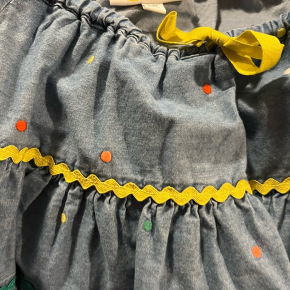 MINI BODEN PRE-LOVED TIER LAYER DENIM SWING SKIRT WITH ELASTIC WAISTBAND TIE - Picture 16 of 17